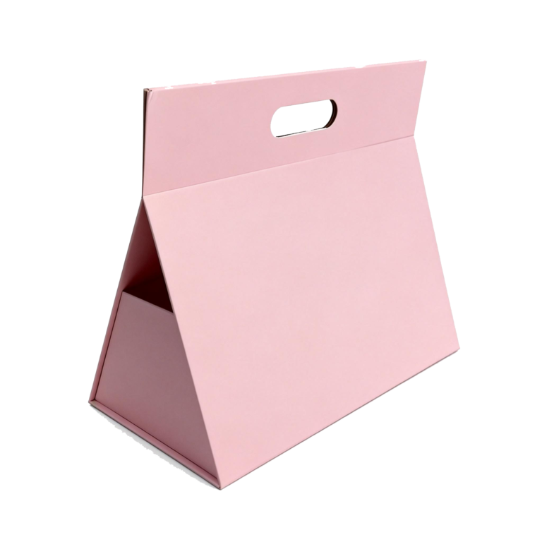 Matte finish solid color triangle collapsible rigid boxes for holiday and event gifting.