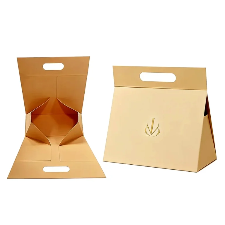 Personalized triangle shaped magnetic paper box featuring custom foil stamping and spot UV finishes.