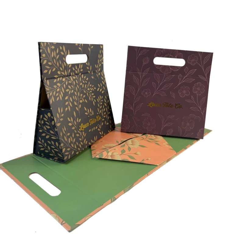 Eco-friendly flat shipping triangle shaped cardboard box for high-end apparel packaging.