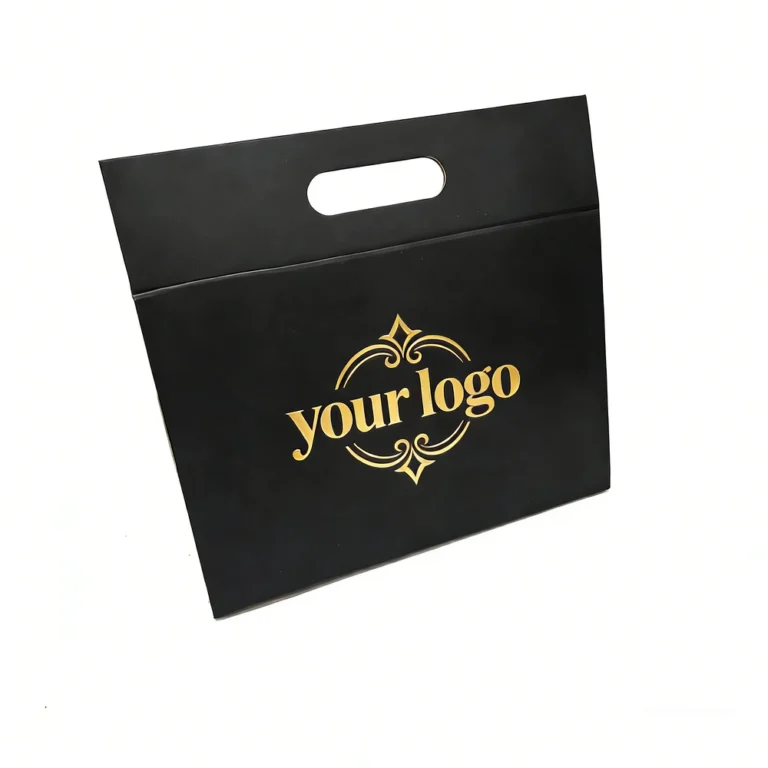 Black and gold botanical print triangle collapsible box made of 1200g rigid cardboard.
